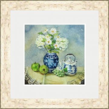 Blue Porcelain Miniature Watercolor - Giclee Print