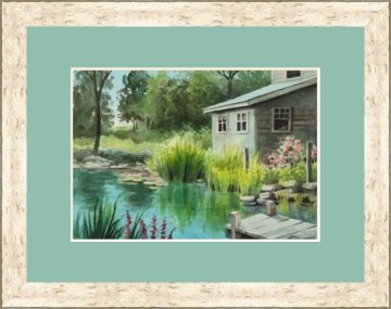 Lily Pad Cottage Watercolor - Giclee Print