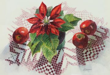 Apples & Poinsettia - Giclee Print